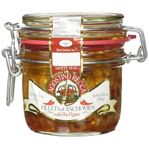 Agostino Recca Fillets of Anchovies in Pure Olive Oil with Hot Pepper