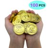 TESEGOO Plastic Pirate Gold Coins 100 Pieces St. Patrick’s Day Pirate Gold Coins, Fake Gold Treasure Coins for St. Patrick’s Day Decorations, Pirate Themed Party Treasure Hunt, Novelty Party Favor