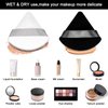 12 Pieces Cosmetic Powder Puff,2.76 inch Portable Soft Sponge Setting Face Puffs,Triangle Velvet with Ribbon Band Handle for Loose Powder Body Powder Makeup Tool