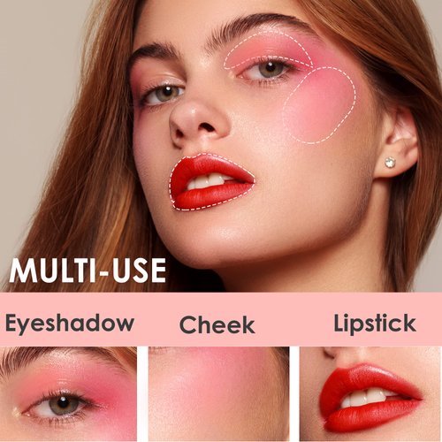 POPMISOLER Liquid Blush for Cheeks, Natural Matte Blush Wand with Cushion Applicator Long-wearing Soft Cream Blush Stick for Cheeks and Lips Blendable Stick Blush Makeup Liquid Cheek Blush, Dark Rose