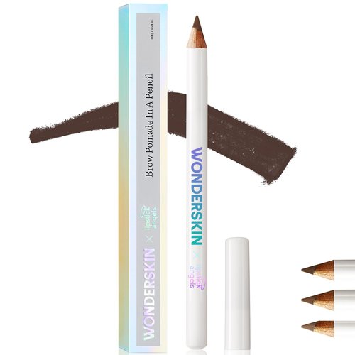 WONDERSKIN Eyebrow Pencil - Eyebrow Pomade For Natural Looking Brows, Long Lasting, Sharpenable Eyebrow Liner, Dark Brown Eye Makeup (Dark Brunette)