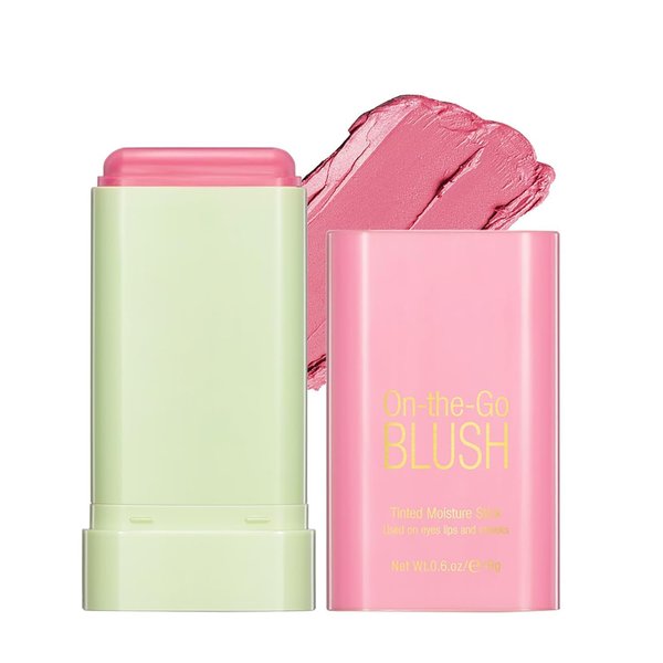 Multi-Use Makeup Blush Stick, Cream Blush Stick, Tinted Solid Moisturizer Stick for Cheek & Eyes & Lips, Waterproof Natural Nude Makeup, Suitable for All Skin (1#Shy Pink)