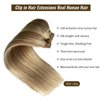 Clip in Hair Extensions, Golden Blonde with Light Blonde Highlights Remy Hair Extensions Clip in Real Human Hair 7 Pcs 70G Clip in Extensions 18 Inch Double Wefts Hair Clip ins for Fine Hair Women