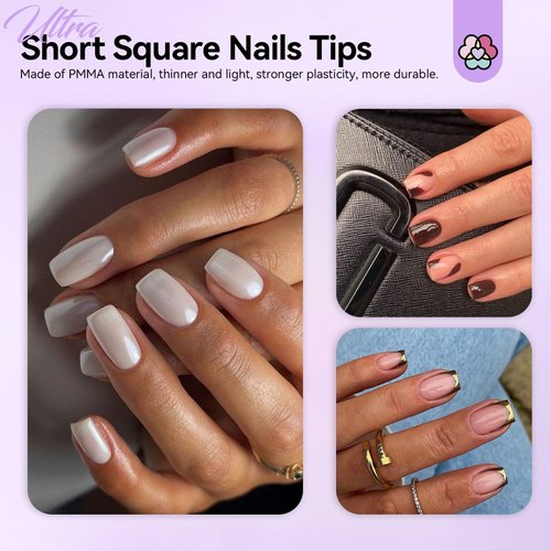 SAVILAND Gel Nail Kit Extra Short Square - Nail Drill Kit 500PCS Natural False Nail Tips For Acrylic Nails U V Nail Lamp Manicure Tools for Nail Extension Nail Art For Women Home DIY Nail Salon