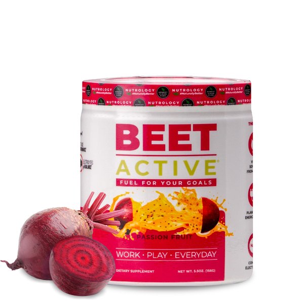 Nutrology Beet Active, Natural Pre-Workout Powder, Supports Energy, Endurance & Nitric Oxide Flow with Beet Powder, Yerba Mate & Electrolytes, Vegan Pre Workout, Passion Fruit Flavor, 30 Servings