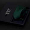 GUSLESON Solid Dark Green Emerald Skinny Tie For Men Classic Slim Necktie and Pocket Square Set (0754-08)