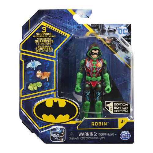 DC Comics Batman 4-inch Robin Action Figure with 3 Mystery Accessories, for Kids Aged 3 and up