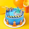 DecoSet® Minions Fart Bubble Blaster Cake Topper, 4 Piece Decoration Set With Working Bubble Wand, Stand, & Kevin, Bob, & Stuart Minions | For Birthday And Celebrations