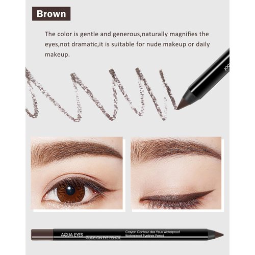 Gel Eyeliner Pencil-1Pcs Brown Waterline Eye Liner Pencil with Sharpener, Smudgeproof Waterproof Eyeliner Pencil Matte Brown Eye-liner Water Liner Pen, Thanksgiving Makeup Gift for Older Women Girl