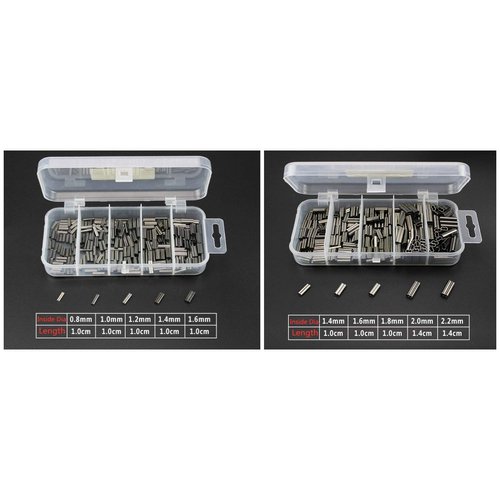 Milepetus 300pcs/box Copper High Strength Double Barrel Crimp Sleeves Copper Tube Fishing Line Connector Kit,Size 0.8,1.0,1.2,1.4,1.6mm (0.8,1.0,1.2,1.4,1.6mm)