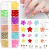 XIFEPFR 3D Nail Charms Gems Kit with Nail Art Rhinestone Glue, Flowers Aurora Bow Butterfly Bear Caviar Bead Pearl Jewelry Rhinestones for Nail Decoration with Pickup & Dotting Tools