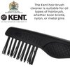 Kent Hair Brush Cleaning Tool and Hairbrush Cleaner Rake Tool for Brush Hair Remover, Hair Brush Cleaner, and Hair Brush Rake for Removing Hair and Dandruff from Brushes, Combs and Grooming Tools