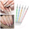 21 Pieces Nail Tools Kit, Resin Nail Palette Leaf Shape Mixing Palette and 20 Pieces Nail Design Brushes Golden Edge Resin Nail Holder Nail Gel Polish Colors Mixing Pallet (White)