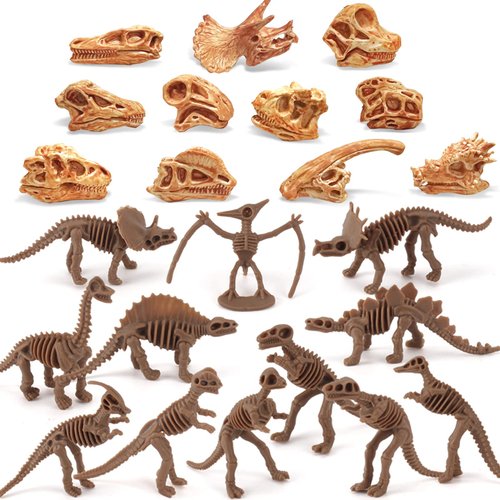 GAICOM Dinosaur Head Skeleton Fossil Assorted Bones Playsets 23 PCS Action Figures Model Toys for Kids