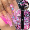 Heart Nail Art Glitters Sequins Mixed Hollow Star Flower Nail Sequins Star Holographic Flake Nail Glitter Powder Hexagon Chunky Glitter Confetti for Acrylic Nails Decorations DIY Crafts