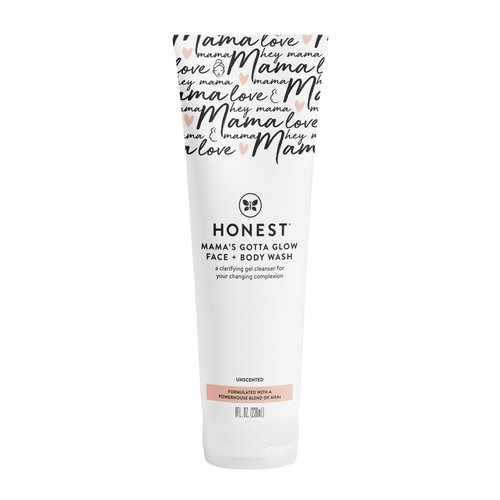 The Honest Company Honest Mama's Gotta Glow Face and Body Wash | Pregnancy-Safe Clarifying + Exfoliating AHA Cleanser | 8 fl oz