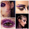 Black Orange Purple Mixed Holographic Chunky Glitter, 13g (2 Jars x 6.5g) Crafts Glitter Powder with 10g Gel and Brush, Halloween Iridescent Nail Sequins Face Eye Glitter Tumblers DIY Decorations
