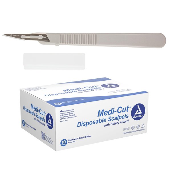 Dynarex 0P-PBFT-BFTO Disposable Scalpel, Sterile, Number 11, Pack of 10