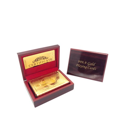 Yuanhe Gold Deck of Cards - Waterproof Playing Cards Luxury Playing Cards with Wooden Gift Box,Great for Poker Cards Game, Game Nights and Casino Party