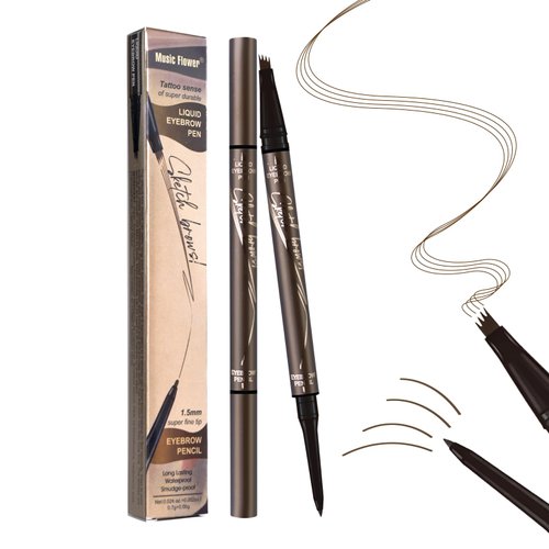 2 in 1 Magic 4-Tip Eyebrow Pencil, 2024 Upgrade 3D Waterproof Microblading Eyebrow Pencil Contouring Pen, 4-Tipped Precise Brow Pen Tattoo Pencil for Natural Makeup Last All Day (Dark Brown)