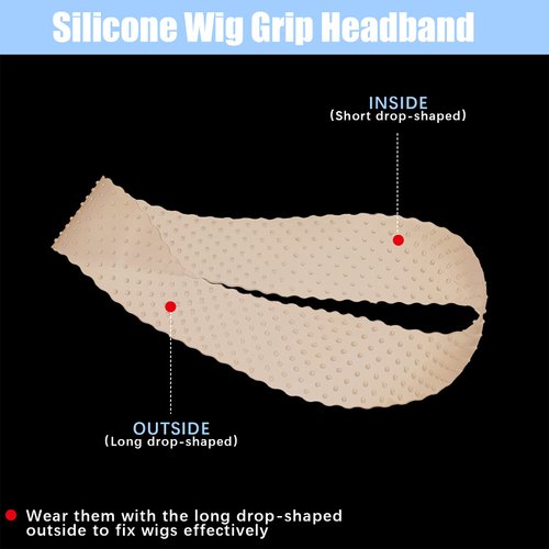 3 Pieces Silicone Wig Grip Headband 3 Pieces Nylon Wig Caps, Transparent Silicone Wig Grip Headbands for Women Unisex Non Slip Wig Bands Sports Yoga Lace Front Wig (Dark Brown, Light Brown, Orange)