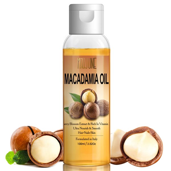 NUSPA Macadamia Nuts Oil Hair Oil, Heat Protectant Hair Styling Daily Care Moisturizing Hair Serum With Vitamins Oil Rosemary Shea Butter Coconut Oil Infused for Dry Damaged Frizzy Hair,Add Shine
