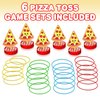 Gamie Pizza Ring Toss Games for Kids, Set of 6, Mini Desktop Ring Tossing Games with Pizza Stand and 4 Rings, Carnival Birthday Party Favors, Goodie Bag Fillers, Fun Indoor Toys for Boys and Girls