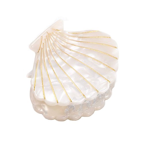 Shell Jaw Clip Hair Claw Clip Clamps Resin Hair Clips Marble Pattern Hairpins Hair Accessories for women Styling Hairdressing (White)
