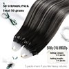 Moresoo Ombre Black Hair Extensions Micro Beads Human Hair Balayage Micro Link Hair Extensions Off Black To Silver Hair Extensions Ombre Gery Micro Link Hair Extensions Human Hair 20In 1G/S 50G