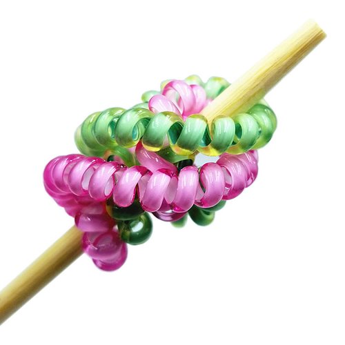 Hodooly 15 Pcs Candy Color Telephone Cord Plastic Hair Ties, Multicolor Small No-Crease Coil Elastics