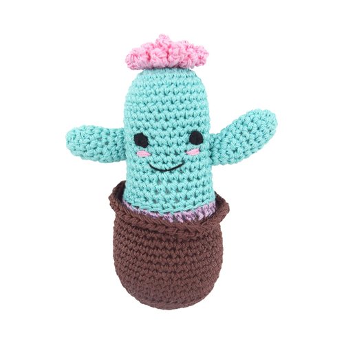 DOGO Pet Fashions Dog Teeth Cleaning Cotton Crochet Squeaky Dog Toy for Small Dog - Cactus