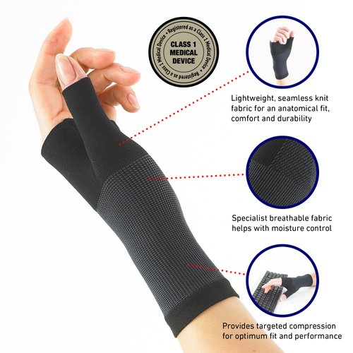 Neo-G Wrist and Thumb Support for Arthritis, Joint Pain, Tendonitis, Sprain - Wrist Brace Wrist Compression Hand Support - M - Black