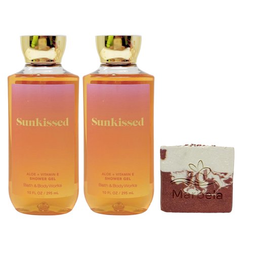 Bath & Body Works Sunkissed - 2 pack- Shower Gel With a Cherry On Top Soap.