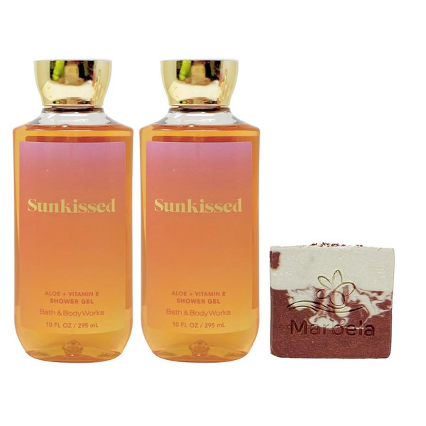 Bath & Body Works Sunkissed - 2 pack- Shower Gel With a Cherry On Top Soap.