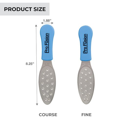 ForPro Pro Fusion Stainless Steel Pedi File - Coarse, Double-Sided Professional Quality - Blue Handle Pedicure File for Heels and Feet - 8.25” L