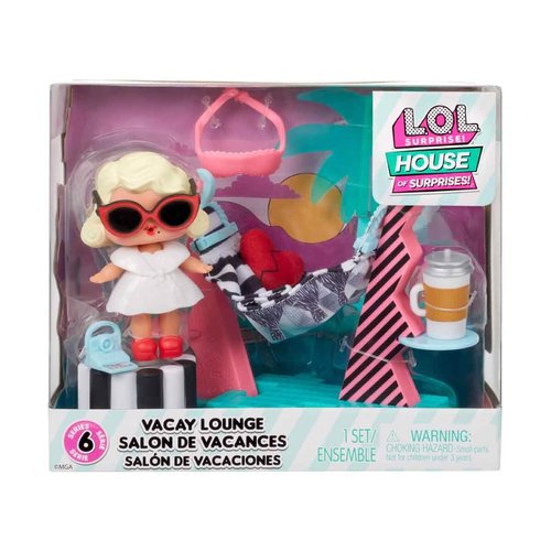 L.O.L. Surprise! OMG House of Surprises Vacay Lounge Playset with Leading Baby Collectible Doll with 8 Surprises, Dollhouse Accessories, Holiday Toy, Great Gift for Kids Ages 4 5 6+ Years Old & Collectors
