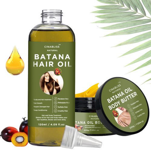 2-in-1 Batana Oil for Hair Growth & Skin from Honduras Dr. Sebi, Hair Oil for Damaged Hair & Loss With Avocado Oil, Sweet Almond Oil, Grapeseed, Vit E - Batana Oil Body Butter Included (Set of 2)