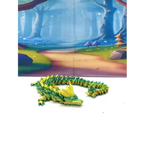 3D Printed Dragon, Articulated Green and Yellow Crystal Dragon, Fidget Toy for Autism ADHD, Executive Desk Toy Dragon, D026-DR