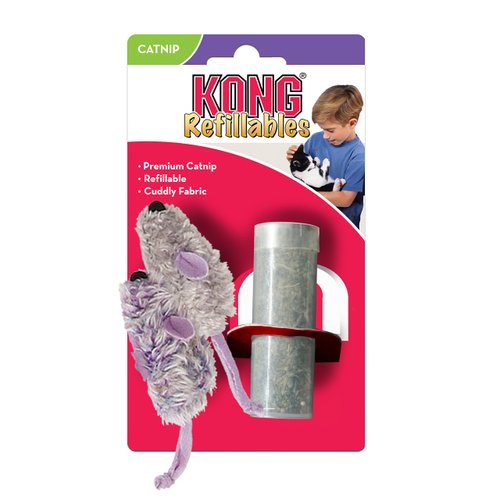 KONG Purple Mouse & Frosty Grey Mouse Catnip Toy, Cat Toy, 2/pack