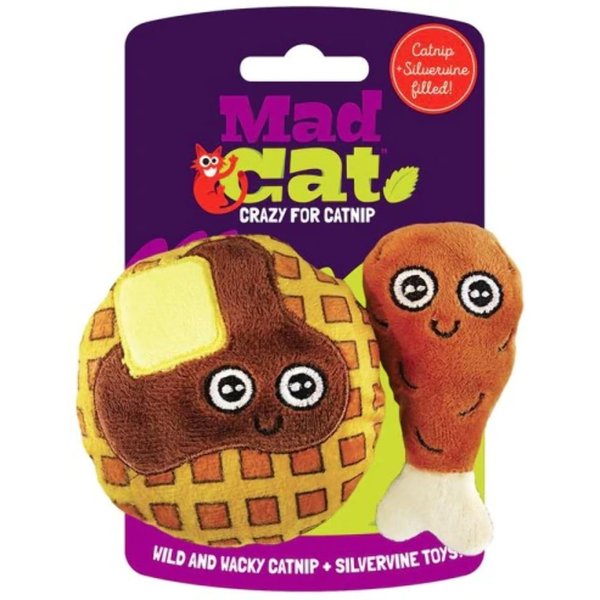 Mad Cat Chicken and Waffles Catnip & Silvervine Plush Cat Toy