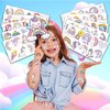 100 PCS Cute Funny Pastel Rainbow Unicorn Temporary Tattoos Sticker for Kids Rainbow Birthday Party Decorations Favors Supplies Decor Gifts Boys Girls Baby Shower Cute Fake Tattoo School Reward Themed
