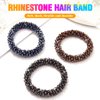 Fashey Beaded Hair Ties Elastic Ponytail Holders Crystal Hair Tie 3 Pcs Rhinestone Hair Scrunchies Hair Accessories for Women