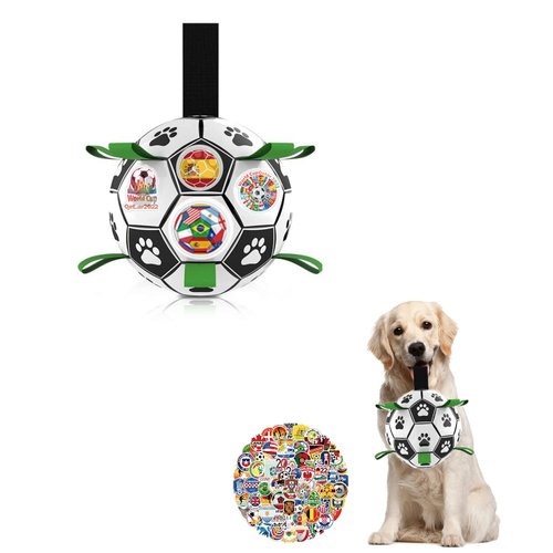 COMOIL 6 Inch Dog Soccer Ball Toys, Interactive Dog Toys for Tug of War、Water Toy,Outdoor Indoor Fun Trainning Toy for Small & Medium Dogs