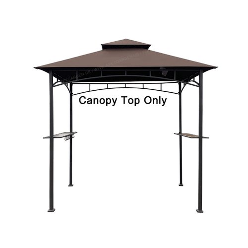 APEX GARDEN Replacement Canopy Top CAN ONLY FIT for Model #L-GG001PST-F 5' X 8' Brown Double Tiered Canopy Grill BBQ Gazebo (Top Only) (Brown)