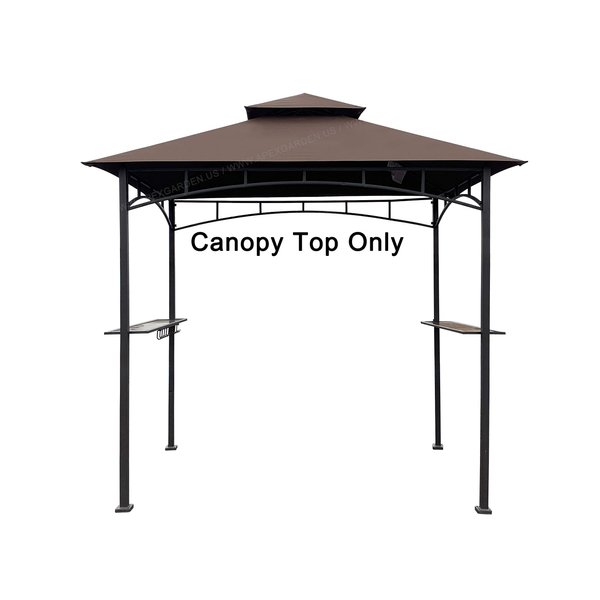 APEX GARDEN Replacement Canopy Top CAN ONLY FIT for Model #L-GG001PST-F 5' X 8' Brown Double Tiered Canopy Grill BBQ Gazebo (Top Only) (Brown)