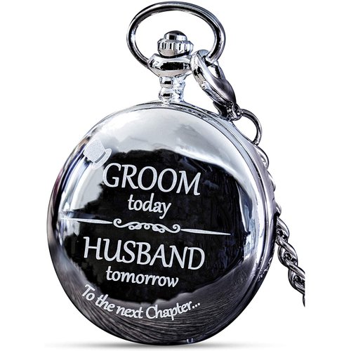 FJ FREDERICK JAMES Groom Gifts from Bride - Engraved 'Groom Today, Husband Tomorrow' - Groom Pocket Watch - Wedding Gift for Groom on Wedding Day I Gift for Groom from Bride on Wedding Day