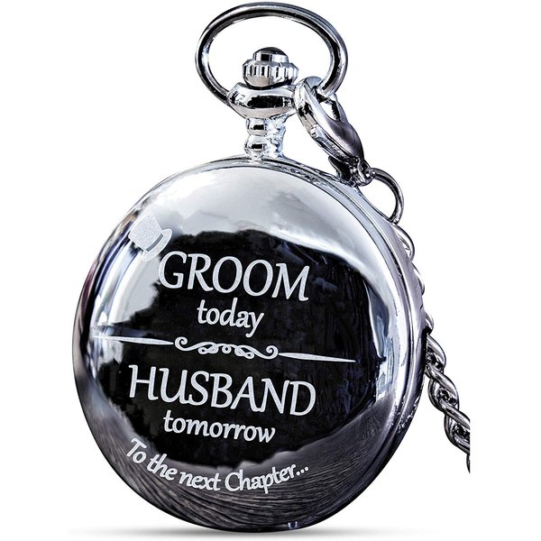 FJ FREDERICK JAMES Groom Gifts from Bride - Engraved 'Groom Today, Husband Tomorrow' - Groom Pocket Watch - Wedding Gift for Groom on Wedding Day I Gift for Groom from Bride on Wedding Day