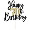 Black Gold Glitter Happy 70th Birthday Cake Topper,Happy 70 Birthday Cake Decoration for 70 & Fabulous Birthday,Hello 70 Party Anniversary Party Cake Decorations Supplies