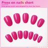 AddFavor Oval Press on Nails Short Fake Nails, 240pcs Hot Pink Nails Press on Almond False Nail Full Cover Acrylic Nail for Women and Girls