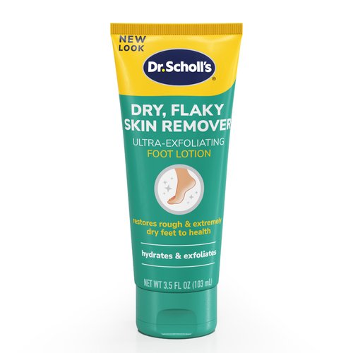 Dr. Scholl's Dry, Flaky Skin Remover Ultra Exfoliating Foot Lotion Cream, 3.5 oz, Moisturizer with Urea for Rough Dry Cracked Feet, Heal and Soothe for Healthy Looking Feet, Intensive Foot Skin Care